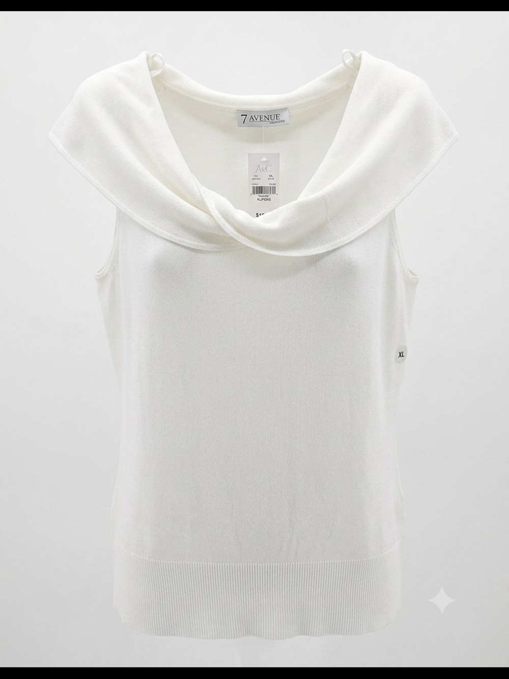 NWT New York & Company Cream/White Sleeveless Cowl Neck Sweater